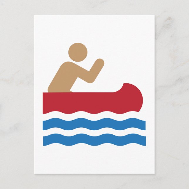 Canoe icon pictograph in colour postcard (Front)