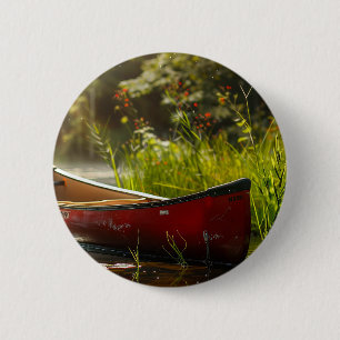 Canoe in a River 6 Cm Round Badge