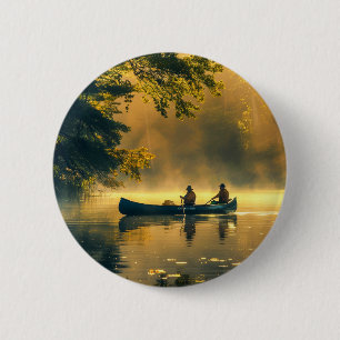 Canoe in a River 6 Cm Round Badge