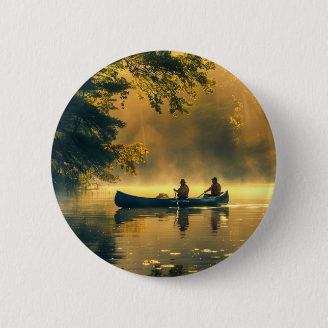 Canoe in a River 6 Cm Round Badge (Front)