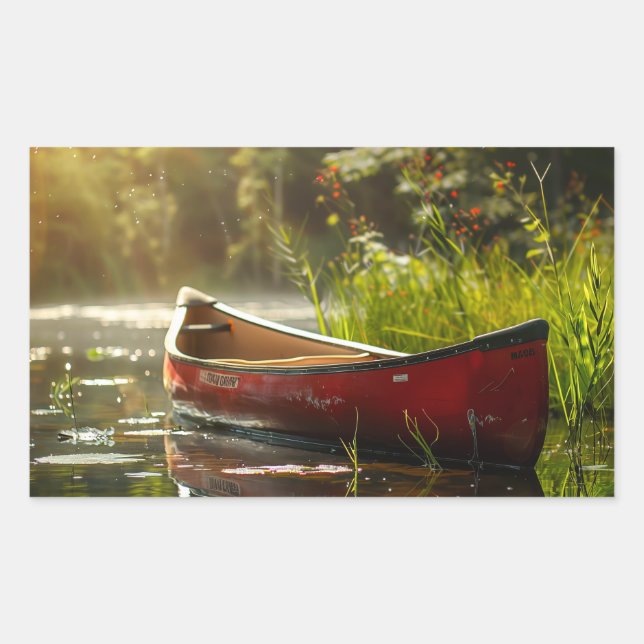 Canoe in a River Rectangular Sticker (Front)