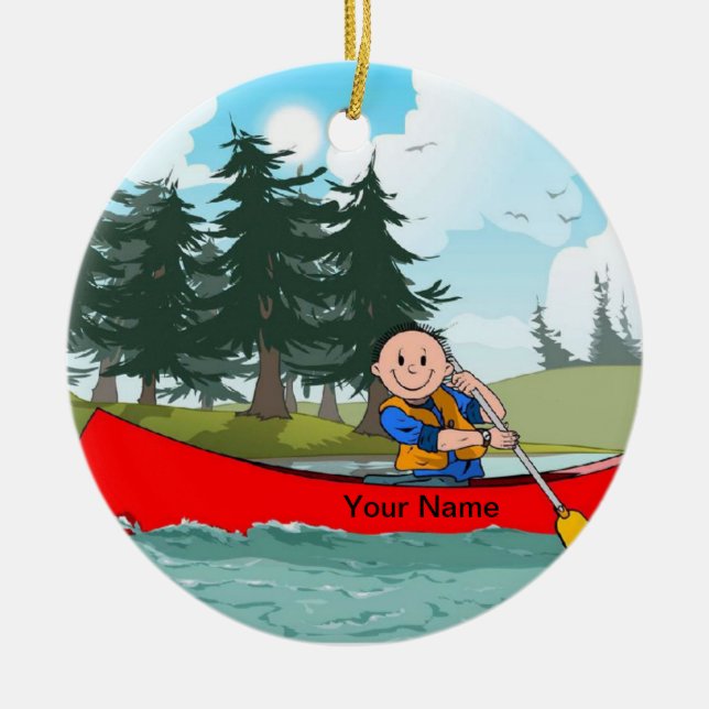 Canoe - Male Ceramic Tree Decoration (Front)