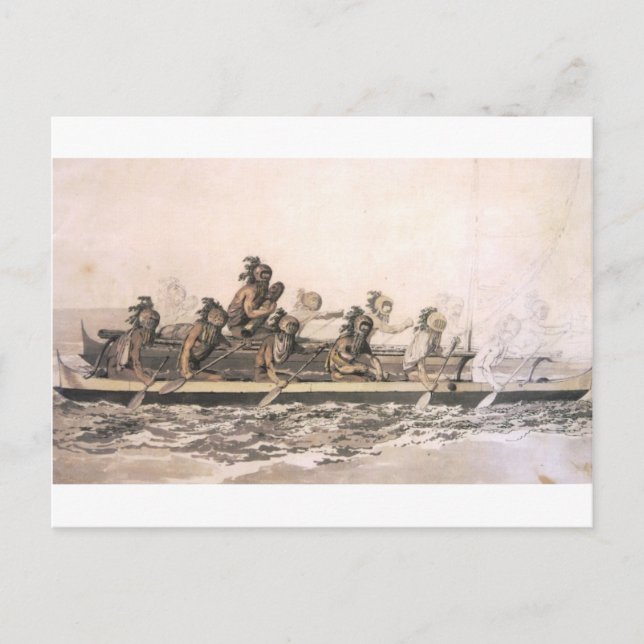 Canoe of the Sandwich Islands. Hawaii. c. 1778 Postcard (Front)