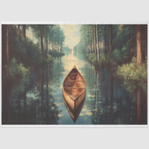 Canoe on a River Scenic Decoupage Tissue Paper