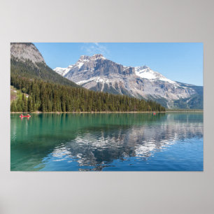 Canoe on famous Emerald Lake - Yoho NP, Canada Poster