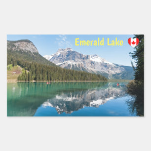 Canoe on famous Emerald Lake - Yoho NP, Canada Rectangular Sticker