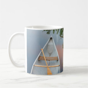 Canoe on lake at sunset, Canada Coffee Mug