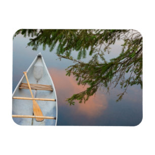 Canoe on lake at sunset, Canada Magnet