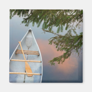 Canoe on lake at sunset, Canada Magnet