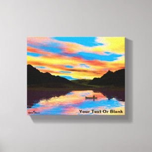 Canoe On Sunset Lake Canvas Print