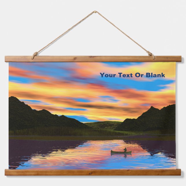 Canoe On Sunset Lake Hanging Tapestry (Front)