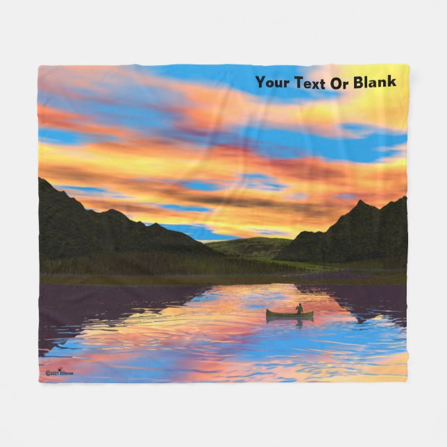 Canoe On Sunset Lake Throw Blanket (Front (Horizontal))