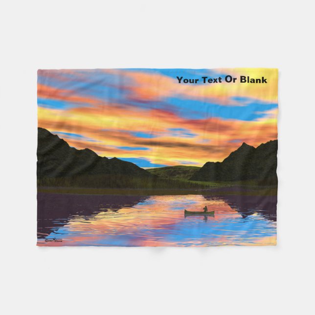 Canoe On Sunset Lake Throw Blanket (Front (Horizontal))