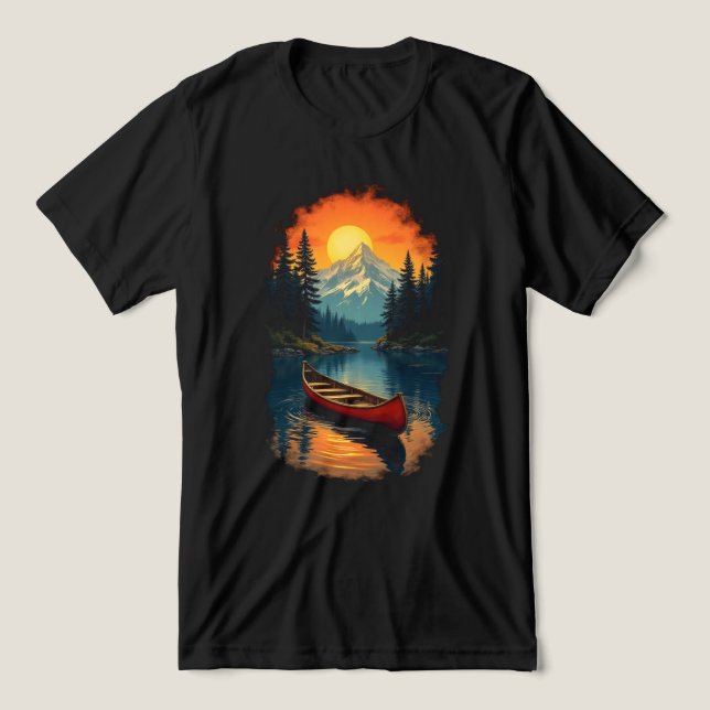 Canoe Splash Adventure – Retro Lake Sunset Tri-Blend Shirt (Design Front)
