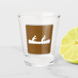 Canoe Symbol Roadside Sign Shot Glass