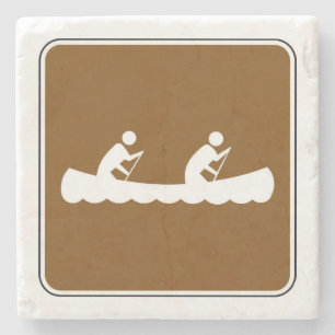 Canoe Symbol Roadside Sign Stone Coaster