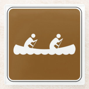 Canoe Symbol Sign Glass Coaster