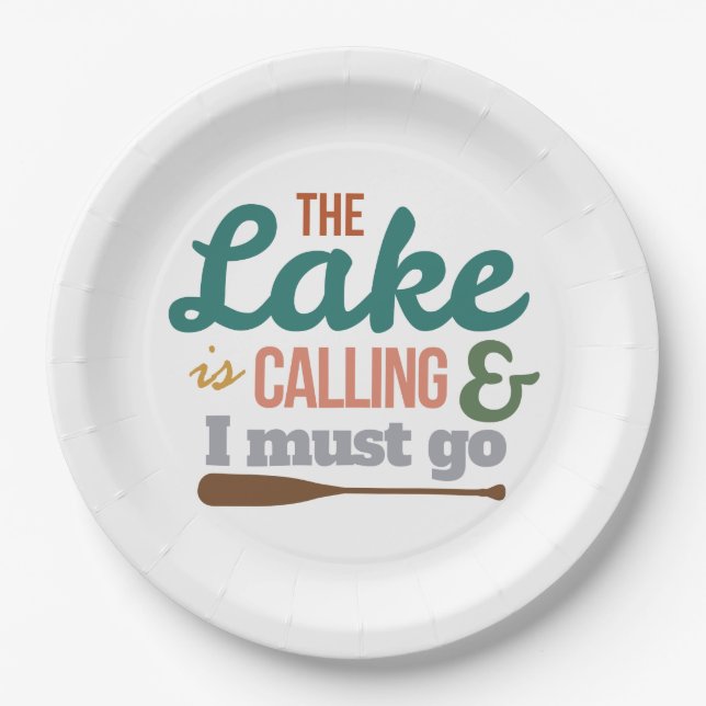 Canoe The Lake Is Calling And I Must Go Gift Idea Paper Plate (Front)