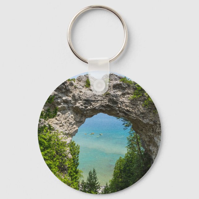Canoeing At Arch Rock Key Ring (Front)