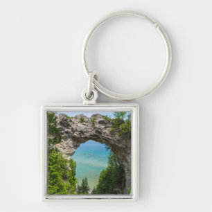 Canoeing At Arch Rock Key Ring