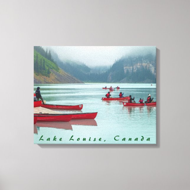 Canoeing in Lake Louise Canvas Print (Front)