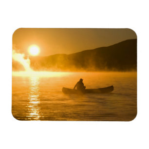 Canoeing in Lily Bay at sunrise, Moosehead Lake, Magnet