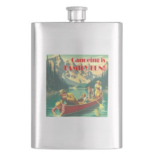 Canoeing Is Family Fun Hip Flask