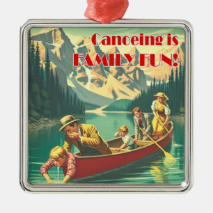 Canoeing Is Family Fun Metal Tree Decoration