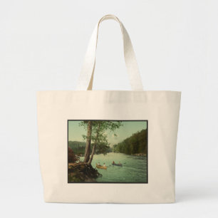 Canoeing on an Adirondack Mountain Stream Large Tote Bag