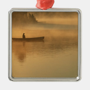 canoeist, Algonguin Park, Ontario, Canada. Metal Tree Decoration