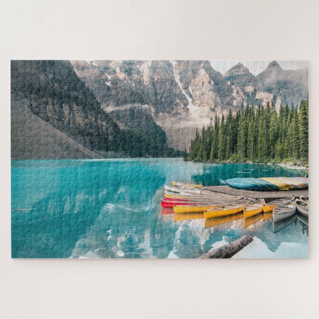 Canoes on Moraine Lake Banff National Park Canada Jigsaw Puzzle (Horizontal)