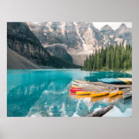 Canoes on Moraine Lake Banff National Park Canada