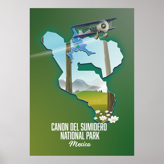 Canon del Sumidero, mexico map Poster (Front)