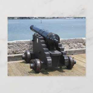 Canon over castle wall postcard