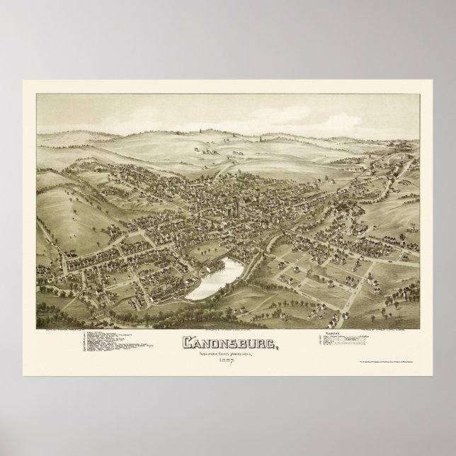 Canonsburg, PA Panoramic Map - 1897 Poster (Front)