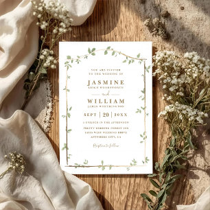 Canopy Greeenery Leaves Rustic QR Code Wedding Invitation