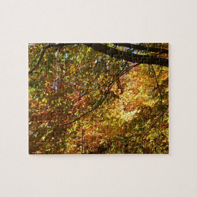 Canopy of Fall Leaves I Yellow Autumn Nature Jigsaw Puzzle (Horizontal)
