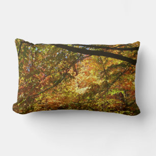 Canopy of Fall Leaves I Yellow Autumn Nature Lumbar Cushion