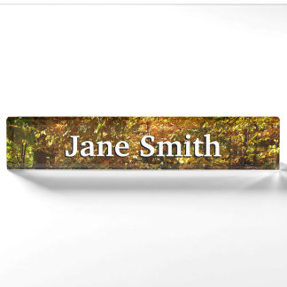 Canopy of Fall Leaves II Yellow Autumn Photography Nameplate