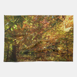 Canopy of Fall Leaves II Yellow Autumn Photography Tea Towel