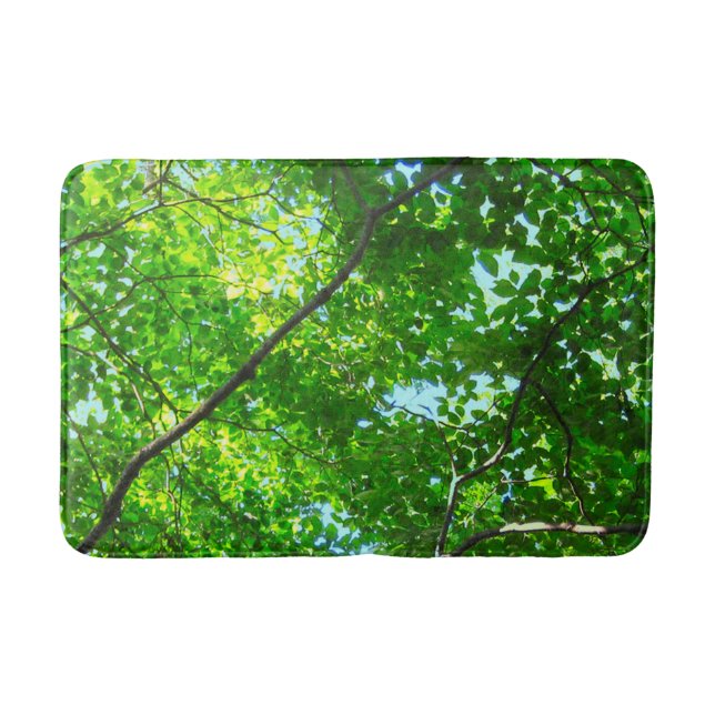 Canopy of Green, Leafy Branches with Blue Sky    Bath Mat (Front)