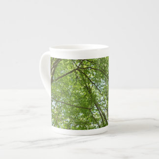 Canopy of Spring Leaves Green Nature Scene Bone China Mug