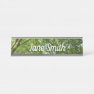 Canopy of Spring Leaves Green Nature Scene Desk Name Plate