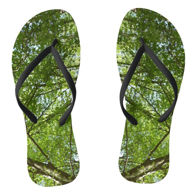 Canopy of Spring Leaves Green Nature Scene Jandals (Footbed)