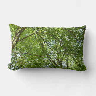 Canopy of Spring Leaves Green Nature Scene Lumbar Cushion