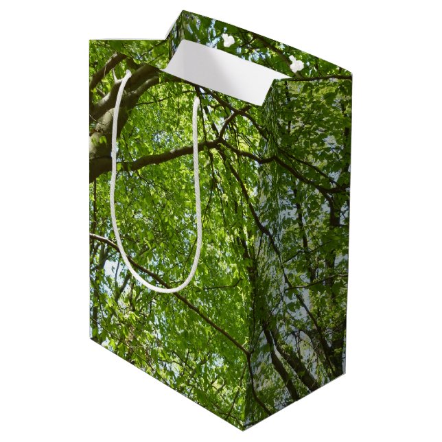 Canopy of Spring Leaves Green Nature Scene Medium Gift Bag (Back Angled)