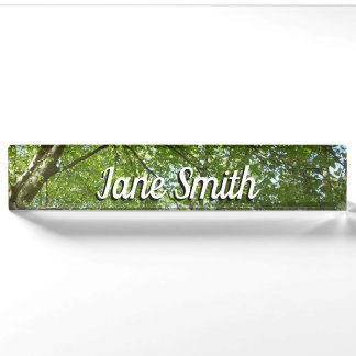 Canopy of Spring Leaves Green Nature Scene Nameplate