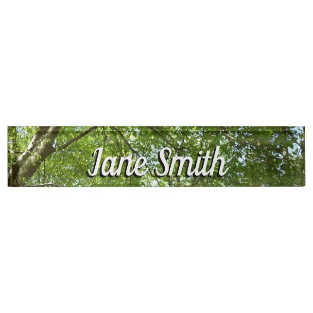 Canopy of Spring Leaves Green Nature Scene Nameplate (Front)