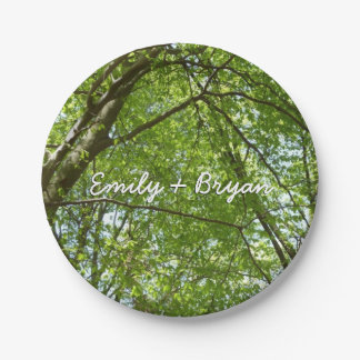 Canopy of Spring Leaves Green Nature Scene Paper Plate