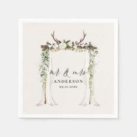 Canopy rustic botanical wedding mr and mrs script